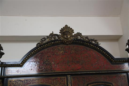 A mid 19th century French red boulle work and ebony bookcase, W.4ft 1in. D.1ft 6in. H.7ft 10in.